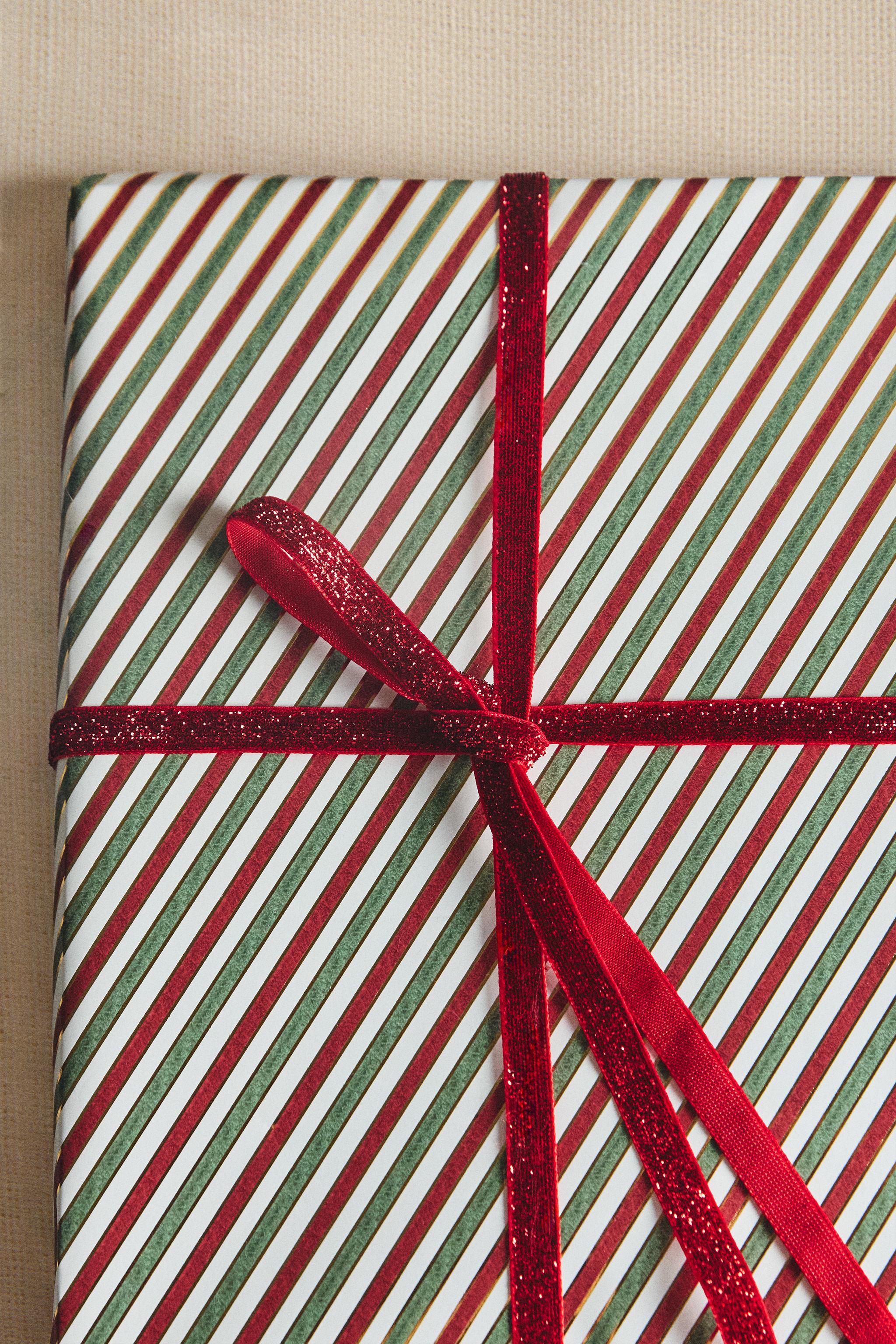 METALLIC THREAD CHRISTMAS GIFT RIBBON