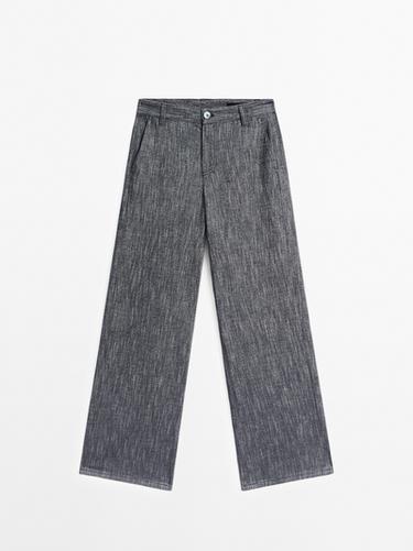 Zara Mid-rise wide-leg trousers - Deep blue - Image 0