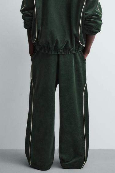VELOUR TROUSERS WITH TRIMS - Green by Zara - Image 2