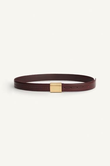 LIMITED EDITION LEATHER BELT - Burgundy by Zara
