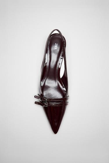 KITTEN HEEL SLINGBACK SHOES - Chocolate Brown by Zara
