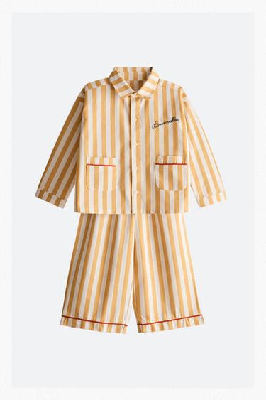 Zara KIDS' LIMONCELLA X THE ANIMALS OBSERVATORY PAJAMA SET - Ecru/Yellow