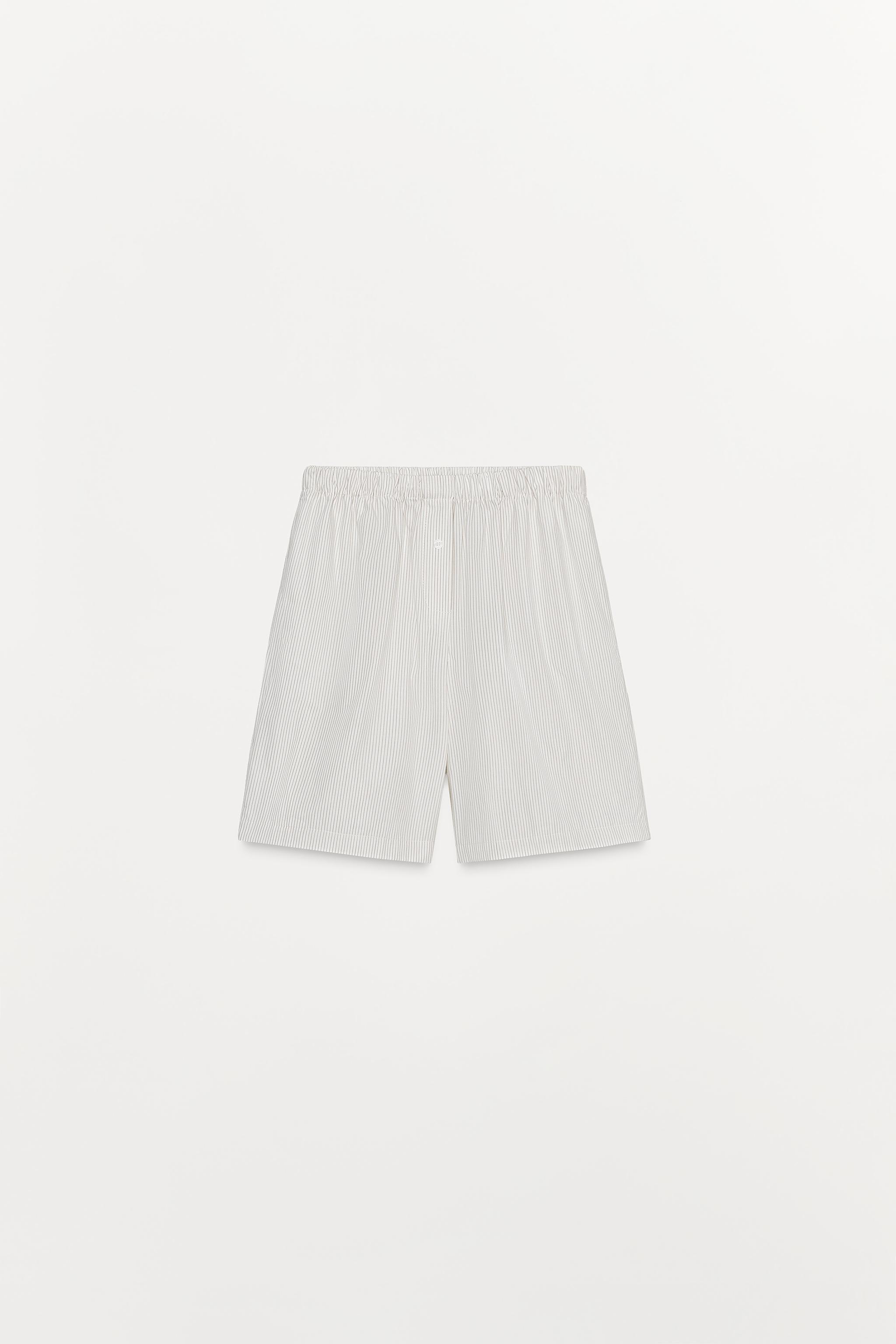 STRIPED POPLIN BERMUDA SHORTS - Ecru / Beige | ZARA United