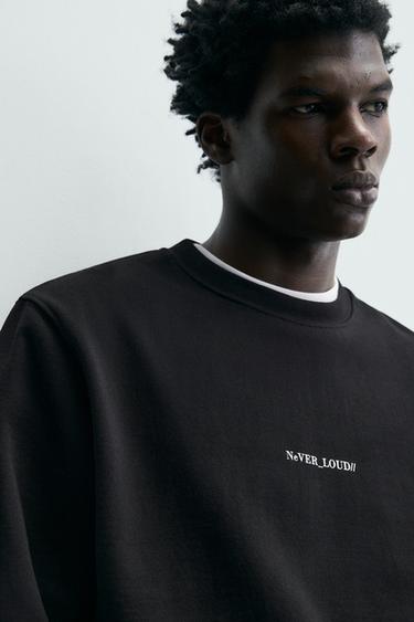 REGULAR FIT PRINTED SLOGAN SWEATSHIRT - Black by Zara