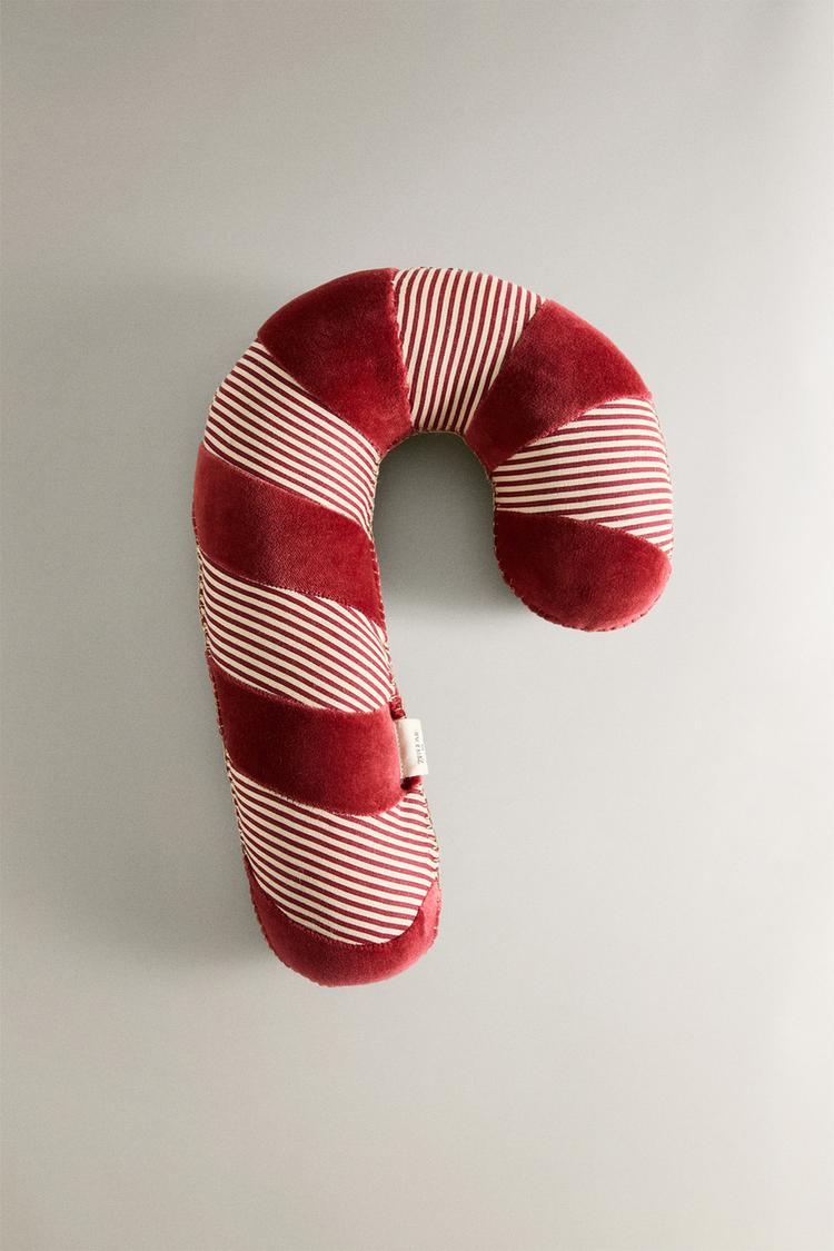 CHILDREN'S CANDY CANE CHRISTMAS THROW PILLOW Red ZARA United