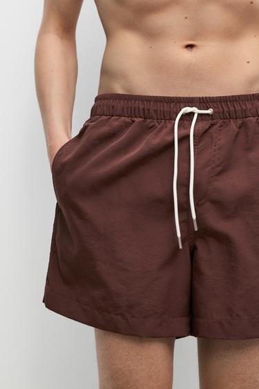 Zara Plain swim trunks - Burgundy - Image 0