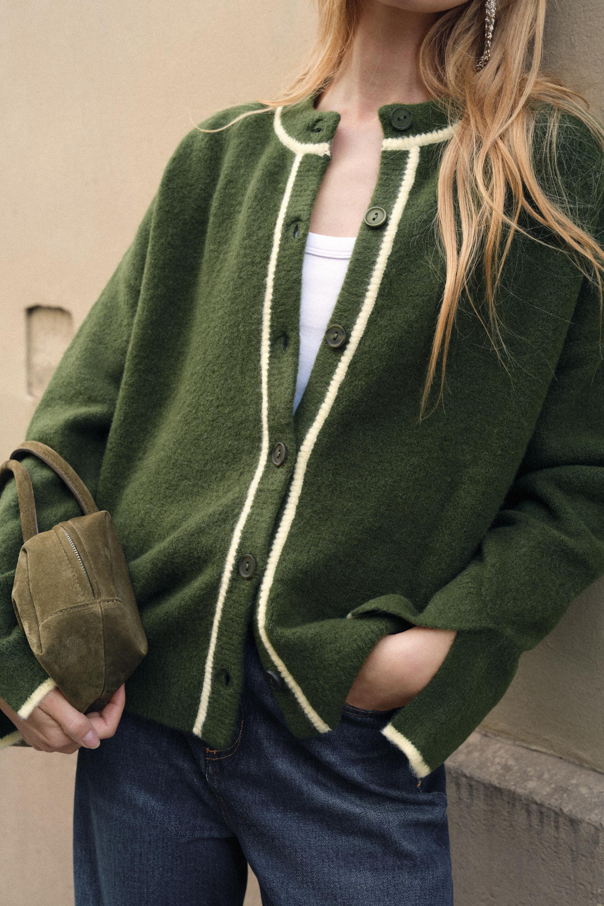 CONTRAST TRIM CARDIGAN