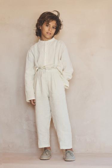 6-10 AÑOS/ PANTALÓN 100% LINO TIRANTES EXTRAIBLES LIMITED EDITION - Gris perla de Zara