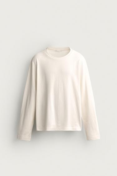ФУТБОЛКА RELAXED FIT З НАЛОКІТНИКАМИ - Сірувато-білий Zara