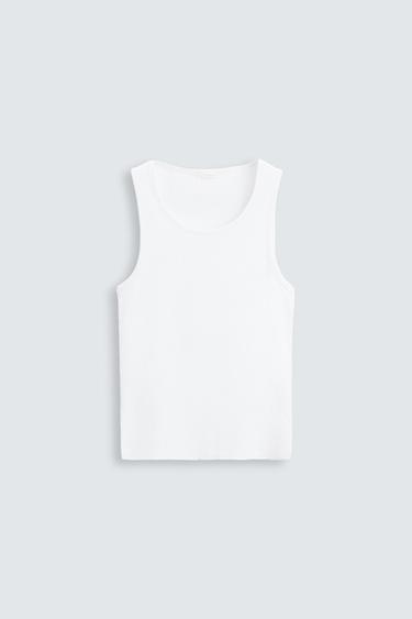 BASIC RIBBED TANK TOP - White by Zara