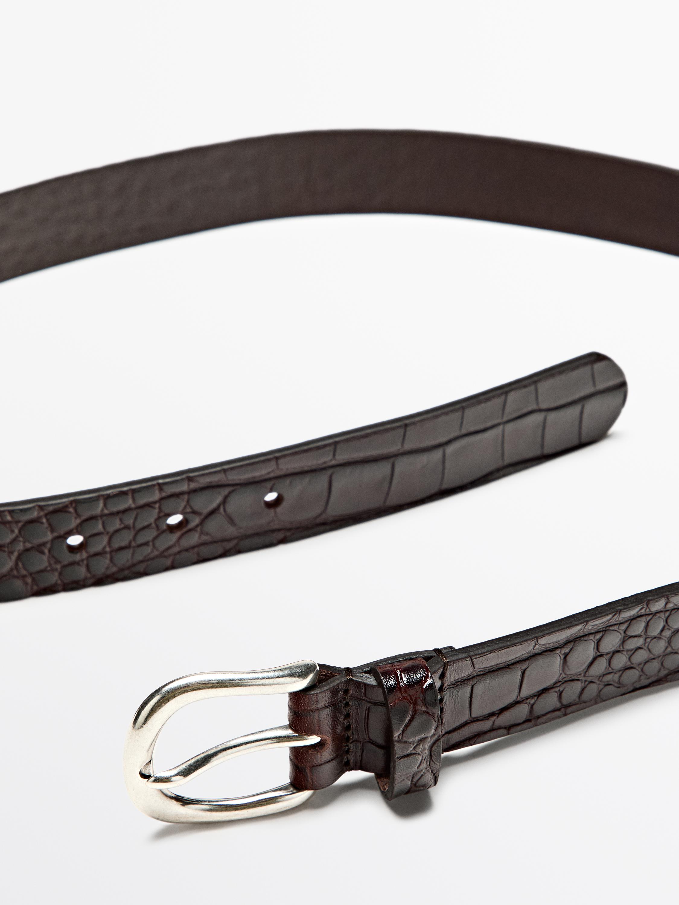 Embossed nappa leather belt