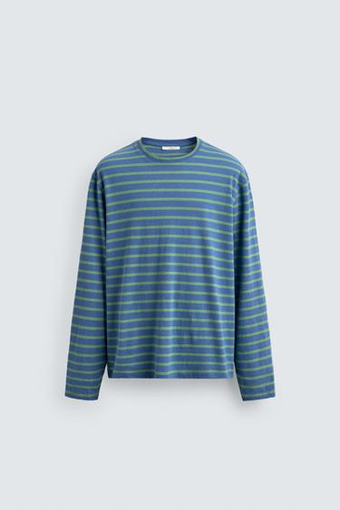 JACQUARD STRIPED T-SHIRT - Blue by Zara