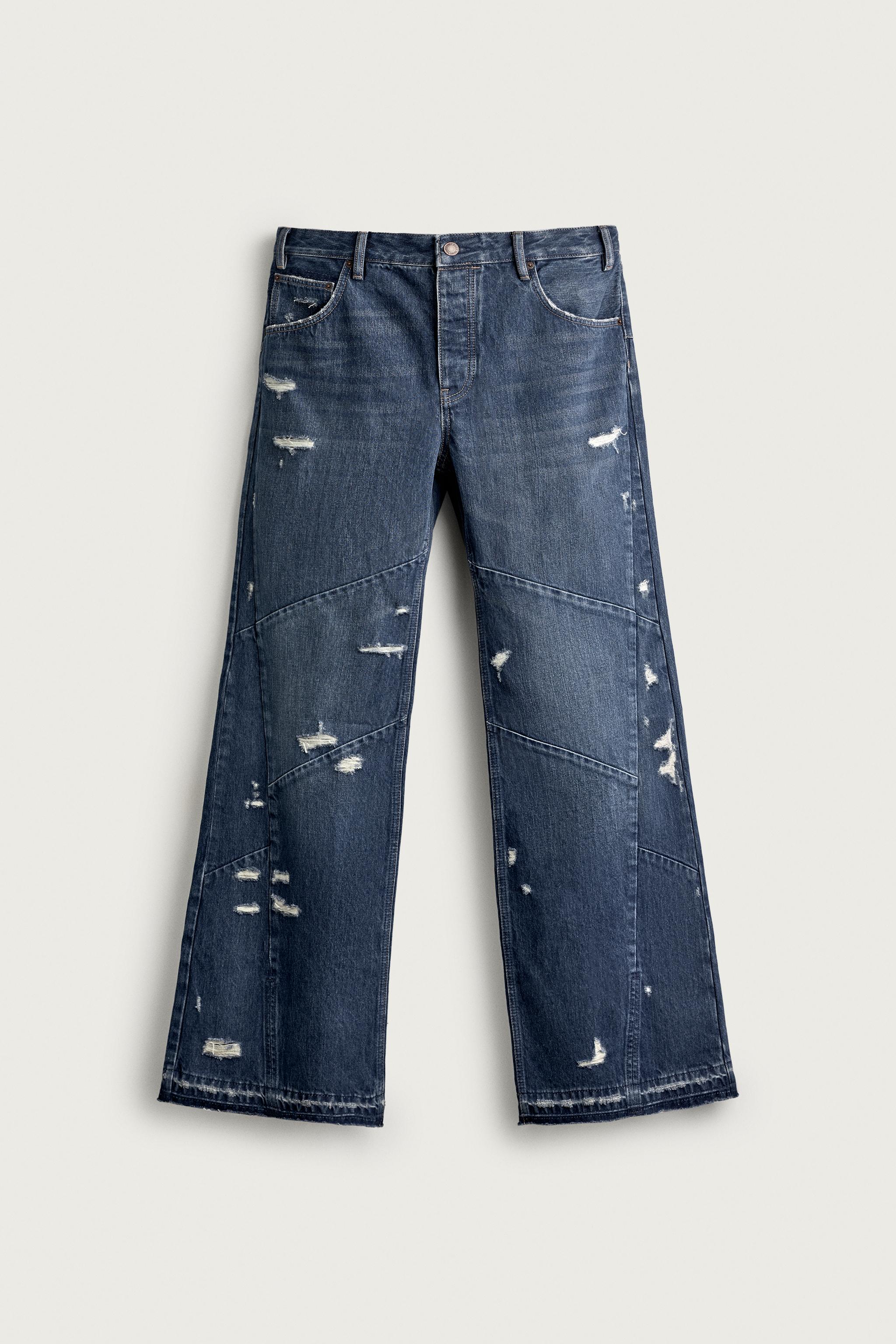 SEAMED FLARE FIT JEANS — Blue