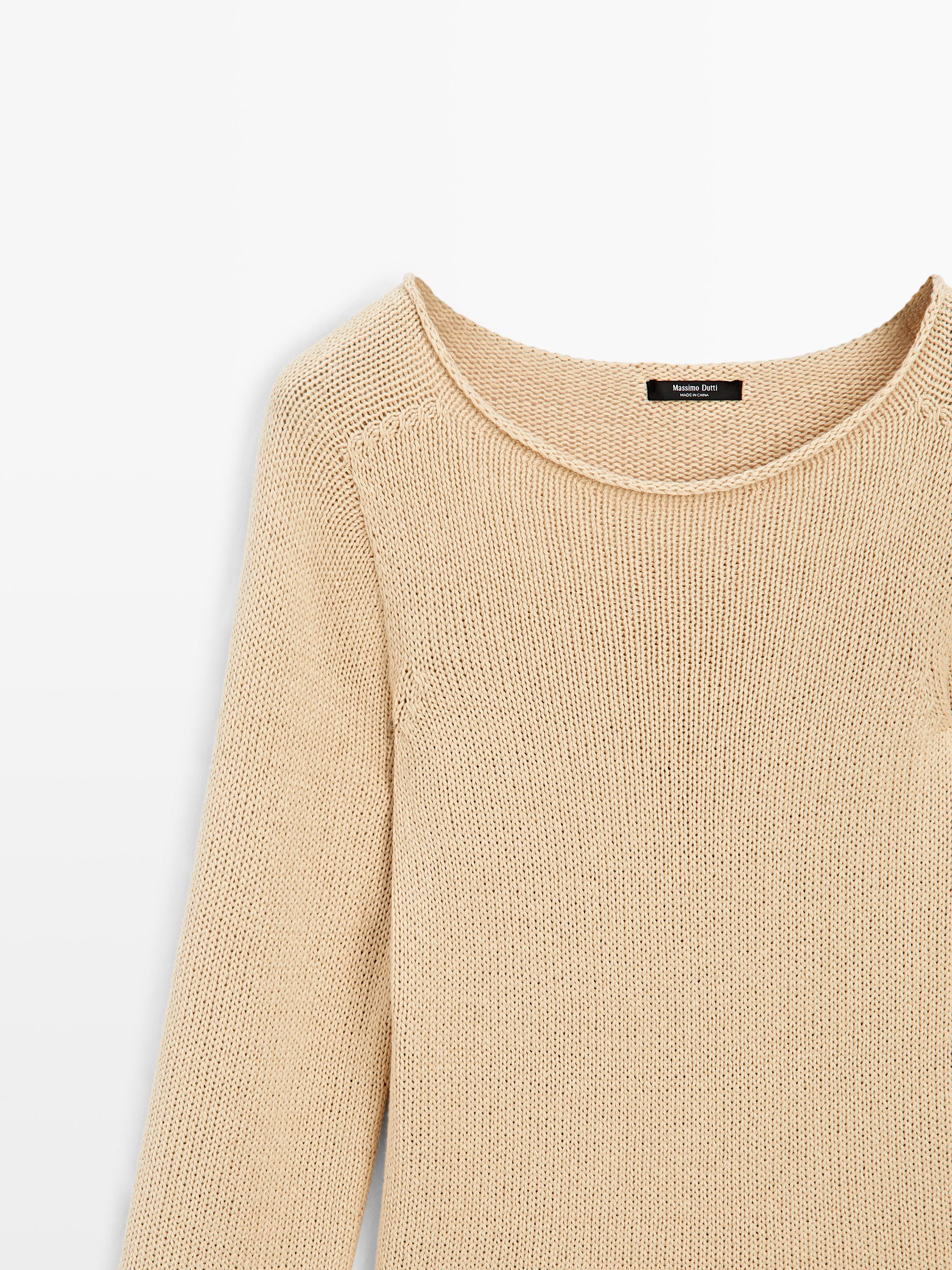 Cotton blend knit sweater