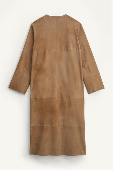 VESTE LONGUE EN CUIR DAIM 100 % ÉDITION LIMITÉE - Beige de Zara - Image 5