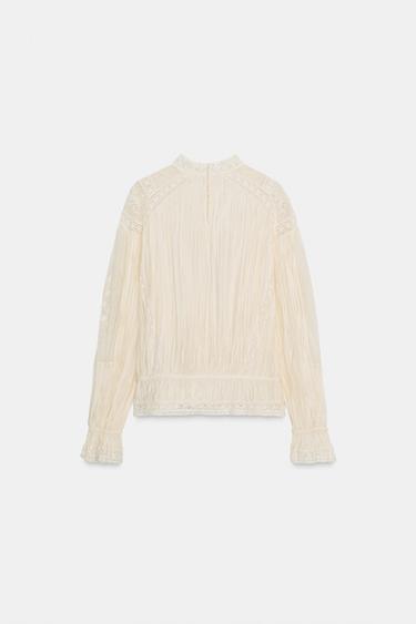 BLOUSE ROMANTIQUE BRODÉE ZW COLLECTION - Écru de Zara - Image 7