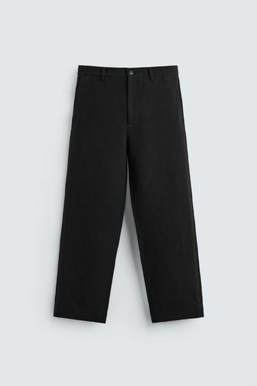БРЮКИ КОСТЮМНЫЕ ИЗ ХЛОПКА И ЛЬНА — ЧЕРНЫЙ от Zara