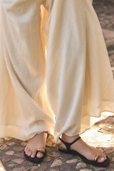 SANDALS WITH METAL DETAIL - Brown by Zara - Image 1