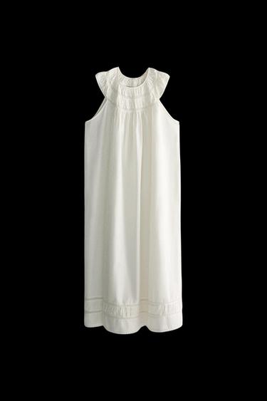 NIGHTDRESS WITH GATHERING AND LACE - Ecru by Zara - Image 0