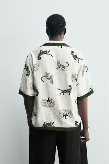 CHEMISE À IMPRIMÉ ANIMALIER - Écru / Vert de Zara - Image 2