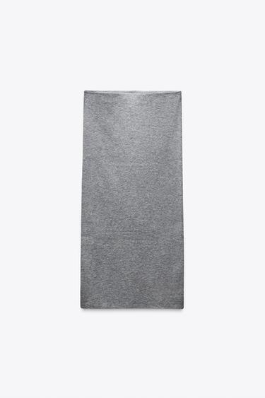 PLAIN KNIT MIDI SKIRT - Grey / Natural by Zara - Image 1