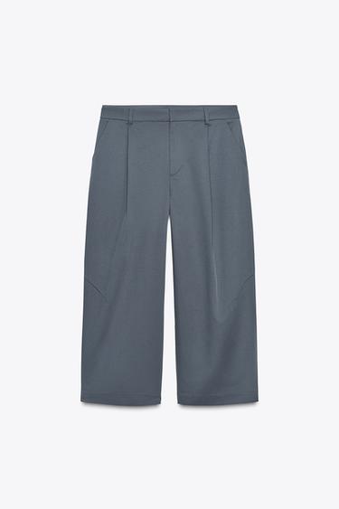 PANTALÓN PINZAS - Azul de Zara