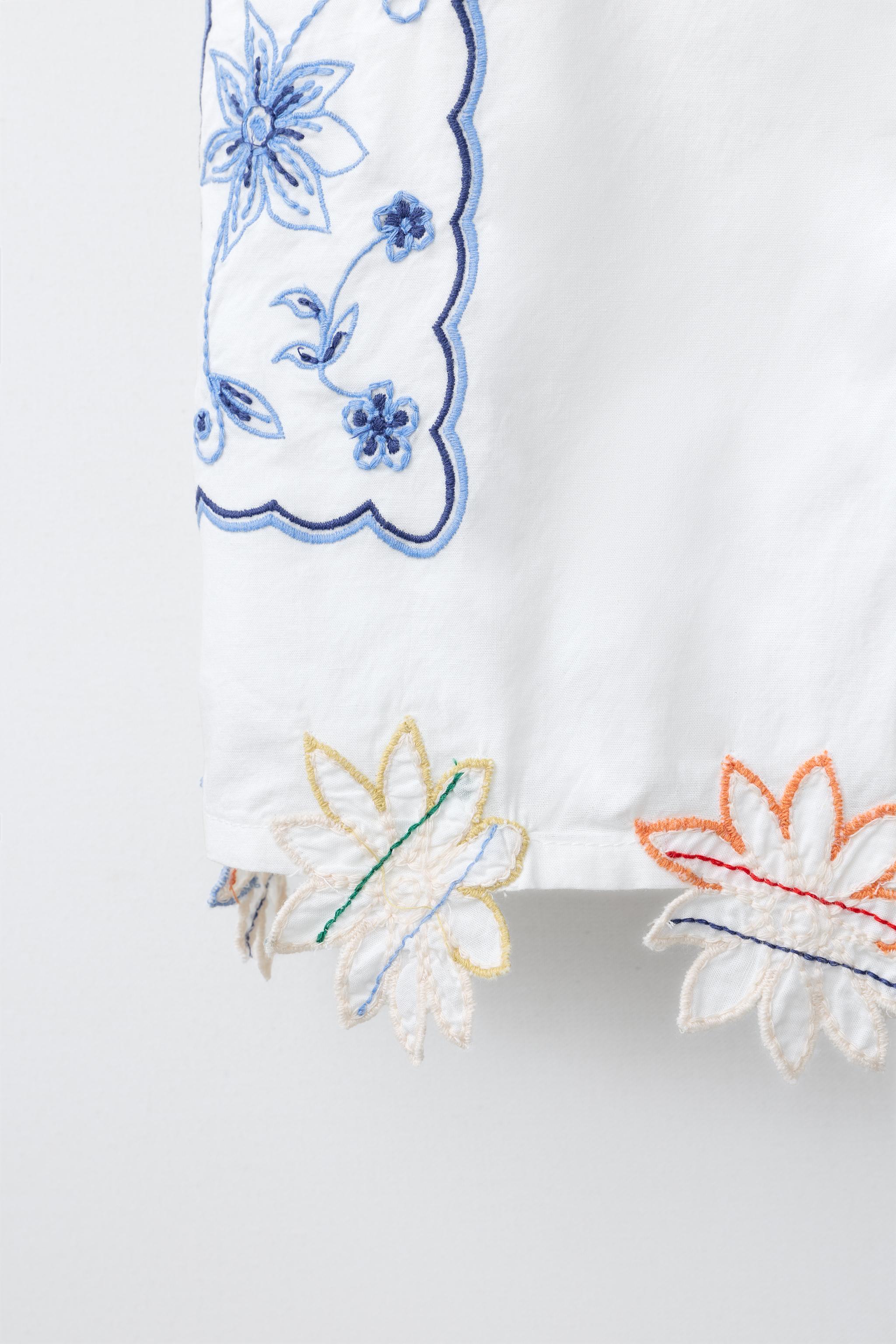 PATCHWORK EMBROIDERED TOP - Ecru | ZARA United States
