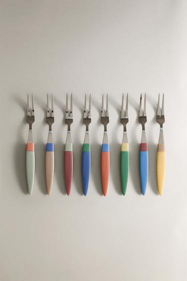 SET OF APERITIF FORKS WITH RESIN HANDLE (SET OF 8) - Silver by Zara - Image 0