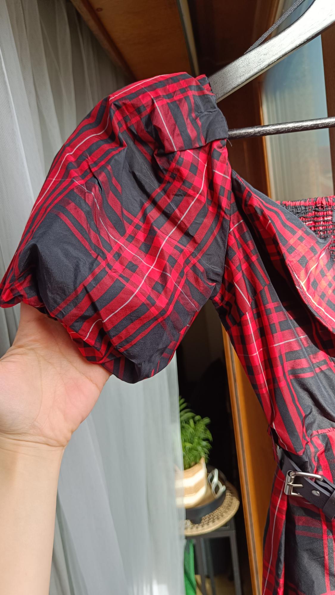 CHECKED DRESS WITH BELT - Image 5