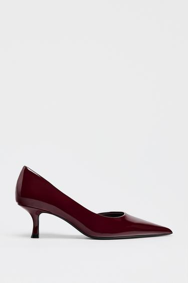 ZAPATO TACÓN ASIMÉTRICO - Rojo Burdeos de Zara