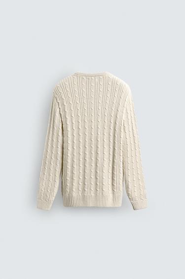 ÁO LEN DỆT KIM HỌA TIẾT BÍM TÓC - Kem từ Zara