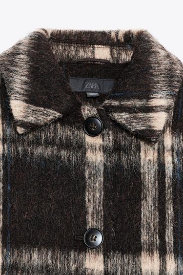30% WOOL CHECK JACKET - Black by Zara - Image 5