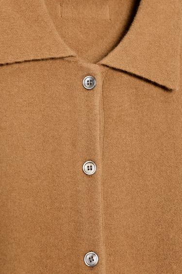 GILET 95% LAINE OVERSIZE - Marron clair de Zara - Image 6