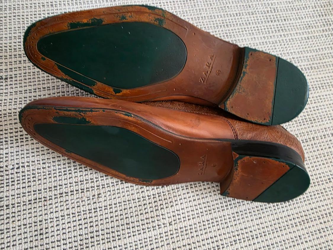 TAN BROWN EMBOSSED LEATHER SHOES - Image 8