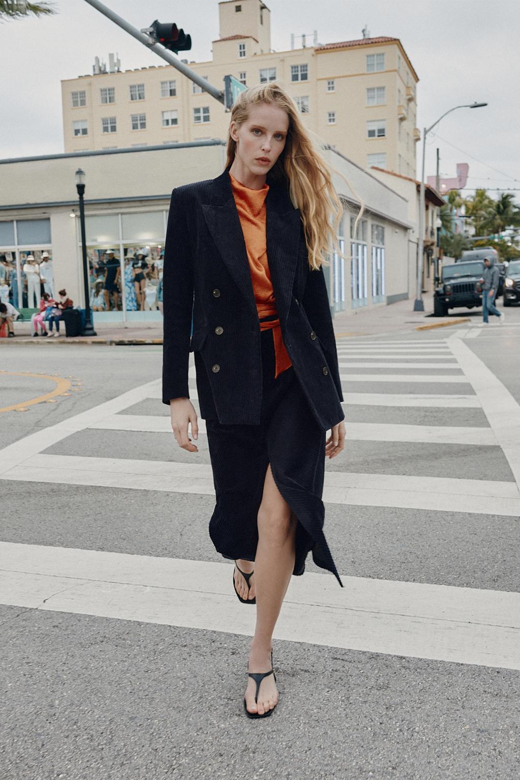 CORDUROY BLAZER WITH SHOULDER PADS