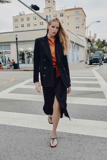 Zaras MANCHESTERKAVAJ MED AXELVADDAR - Marinblå