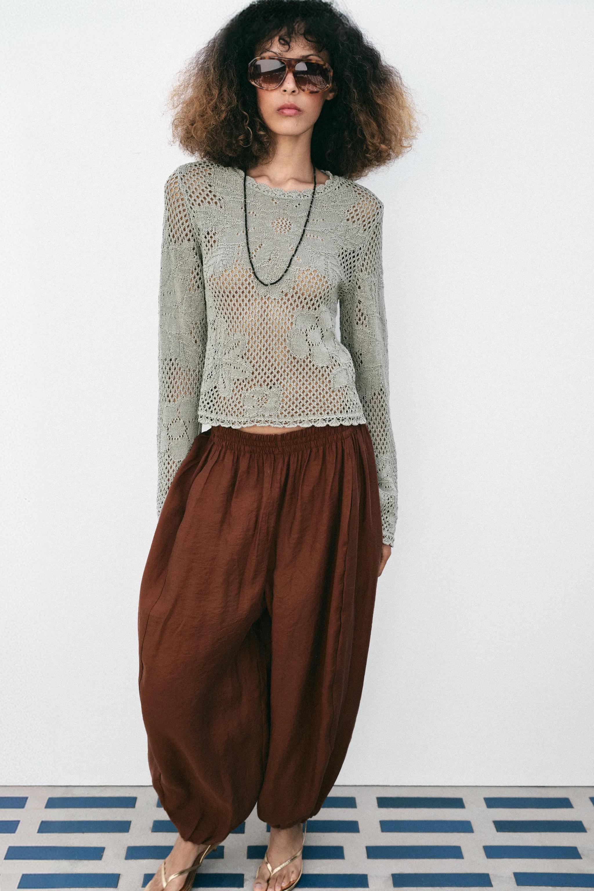 VOLUMINOUS BLOOMER PANTS — Brown