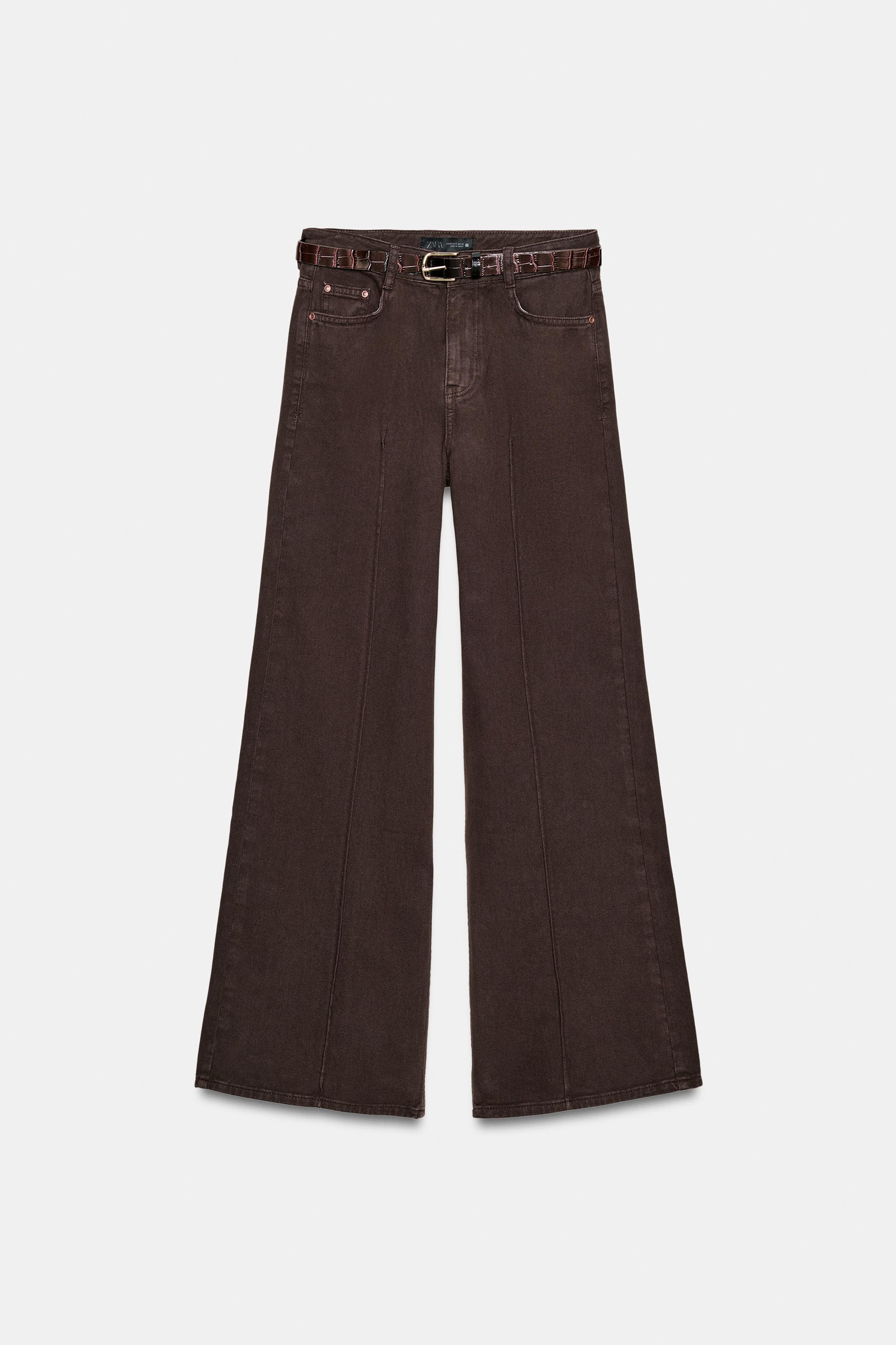 茶 JEANS Z1975 WIDE LEG COM CINTO - Azul | ZARA Brasil