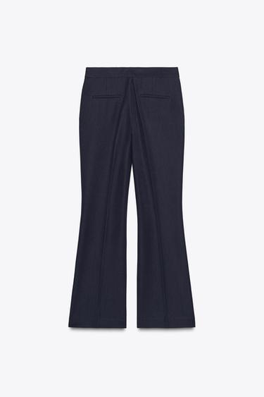 Zara STRAIGHT LEG PANTS - Navy blue