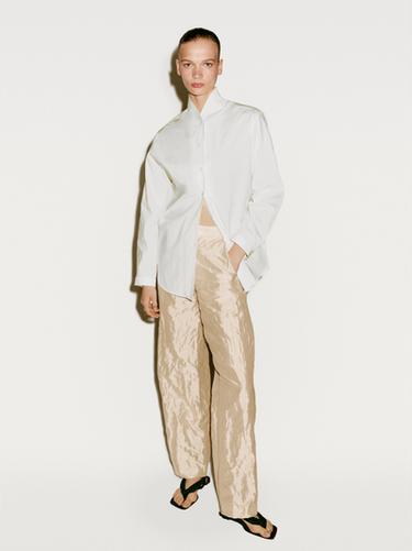 Zara Straight-leg textured satin trousers - Limited Edition - 201