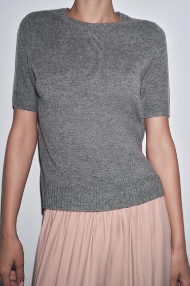 KURZÄRMELIGES OBERTEIL AUS 100 % WOLLE - Mittelgrau von Zara