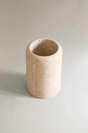 BEIGE MARBLE TOOTHBRUSH TUMBLER — Beige 2