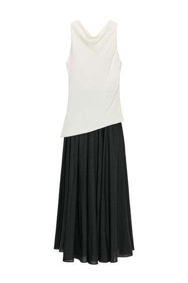 VESTIDO HALTER COMBINADO ZW COLLECTION - Negro de Zara - Imagen 0