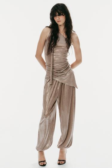 PANTALON BOUFFANT EFFET MÉTALLISÉ - Argent de Zara - Image 0