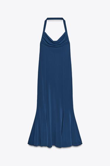 ROBE HALTER FLUIDE - Bleu roi de Zara - Image 5