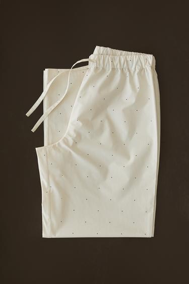 PANTALON LONG À POIS - Blanc cassé de Zara - Image 4