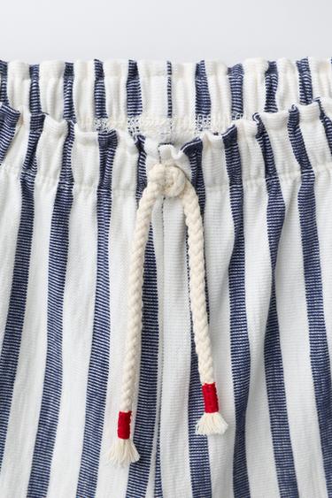WOVEN STRIPE TROUSERS WITH RUFFLE TRIM - Navy blue by Zara - Image 2