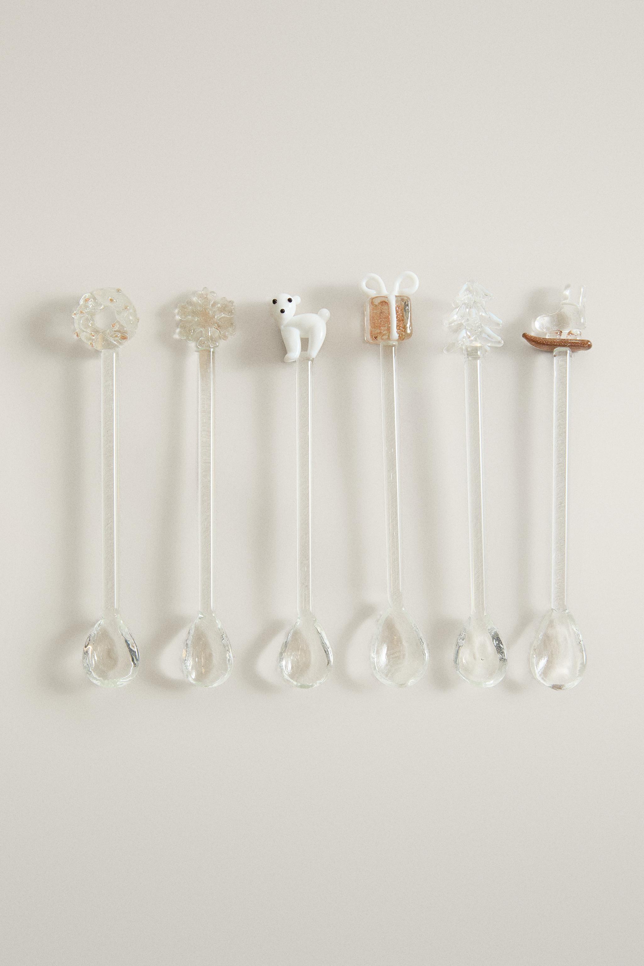 LOT DE 6 PETITES CUILLÈRES EN VERRE DE NOËL