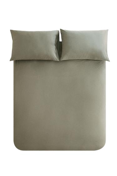 STRIPED COTTON DUVET COVER - Green by Zara