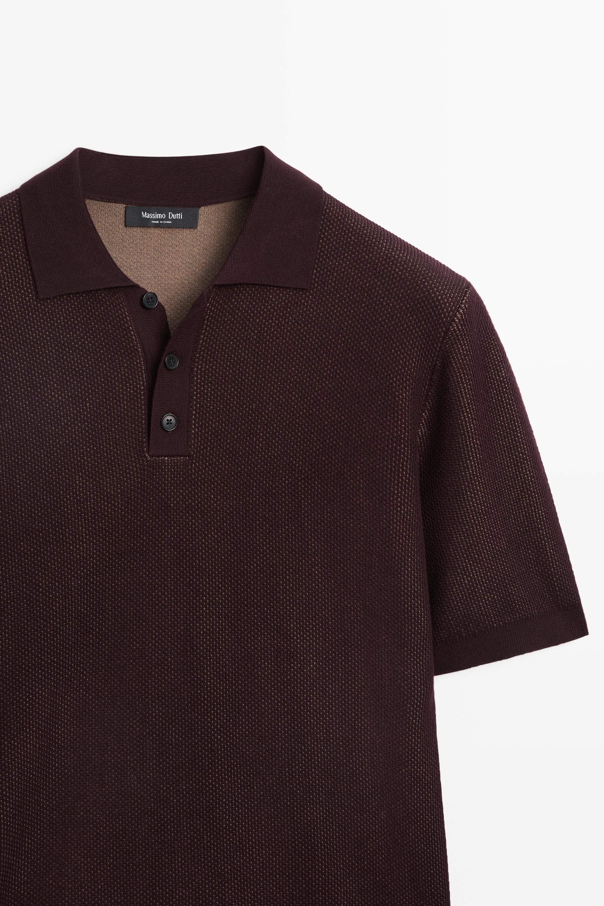 100% cotton textured contrast polo shirt